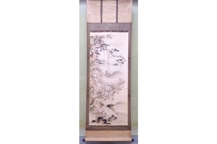 画像:掛軸《百猿図》(狩野栄信)