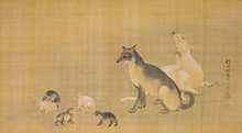 親子犬図の画像