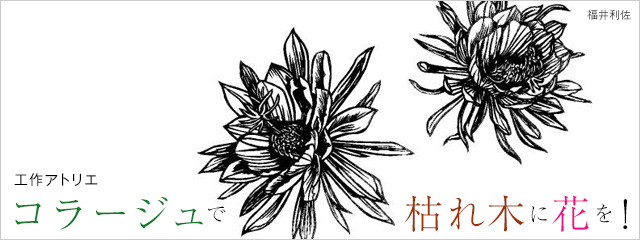 工作アトリエ コラージュで枯れ木に花を!