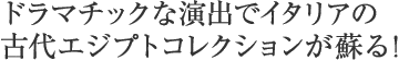 ドラマチックな演出でイタリアの古代エジプトコレクションが蘇る!