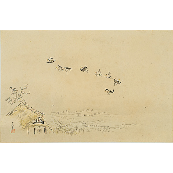 画像:狩野常信「十二ヶ月和歌歌意画帖」(部分)