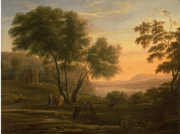 画像：クロード・ロラン《笛を吹く人物のいる牧歌的風景》1630年代後半