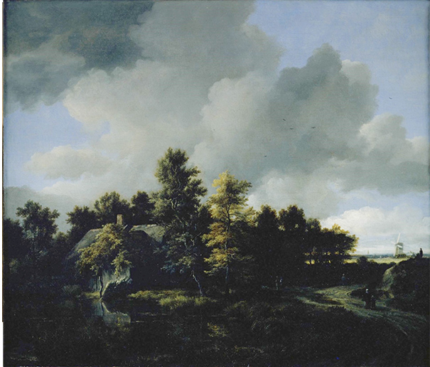 画像：ヤーコブ・ファン・ロイスダール 《小屋と木立のある田舎道》 1670年代