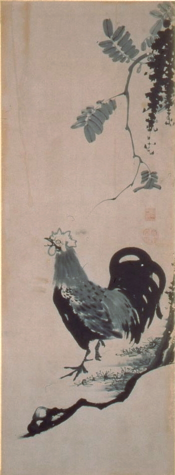 画像:伊藤若冲《花鳥蔬菜図押絵貼屏風》(部分)