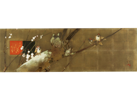画像:川村清雄《梅に親子雀》1912-1923(大正元-大正12)年