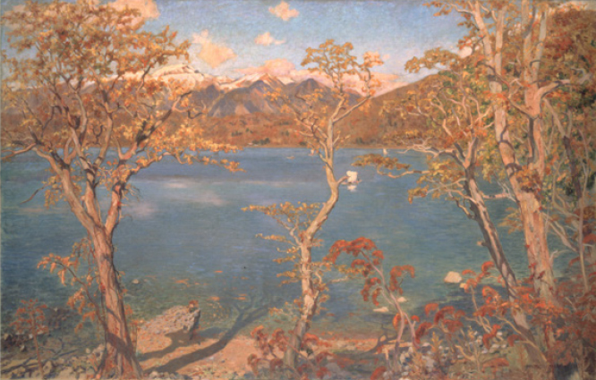 画像:中澤弘光《風景(秋の湖畔)》1919(大正8)年
