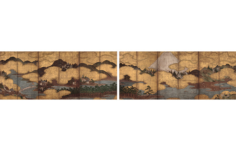 画像:《富士三保松原図屏風》 16世紀中頃