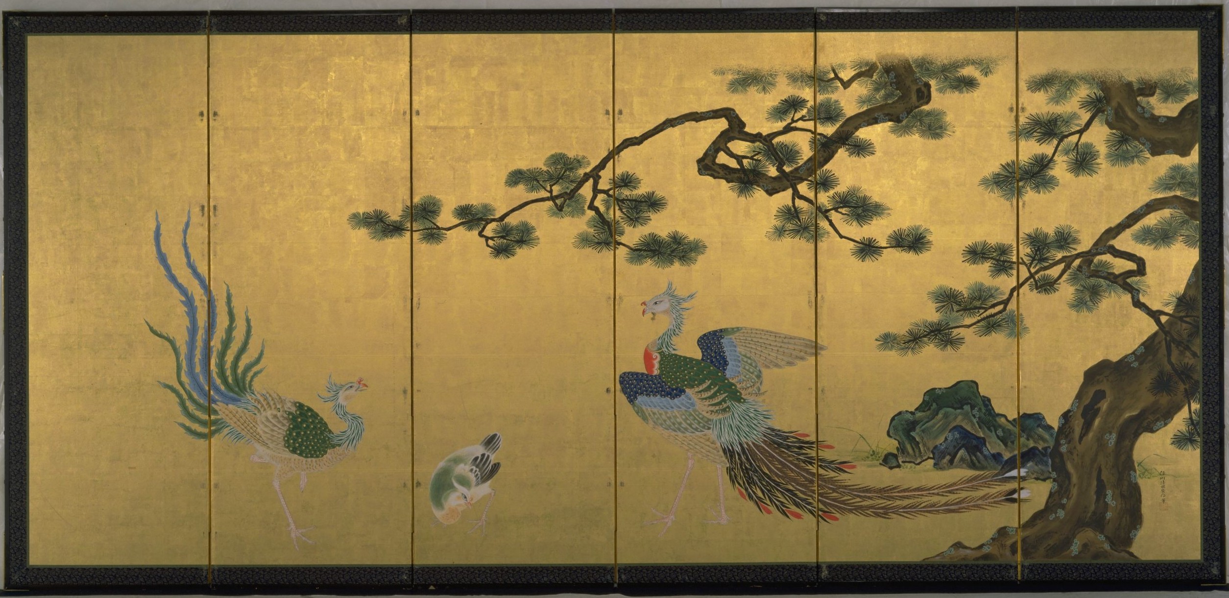 画像:狩野栄信「桐松鳳凰図屏風」(右隻)※前期(9/11-10/8)展示