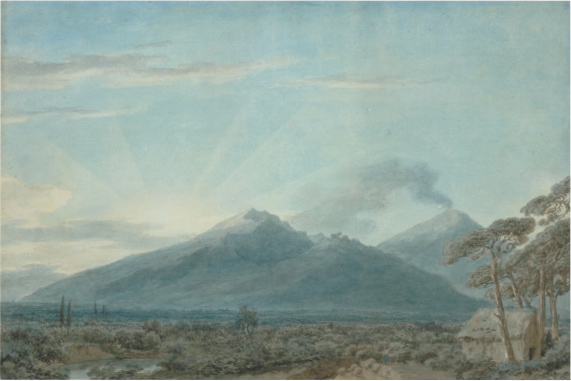 画像:ジョン・ロバート・カズンズ《ポルティーチからヴェスヴィオ山を望む》 1782年