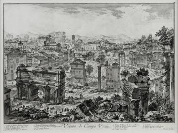 画像：ジョヴァンニ・バッティスタ・ピラネージ 《フォロ・ロマーノ、カンピドーリオから望む》『ローマの景観』より