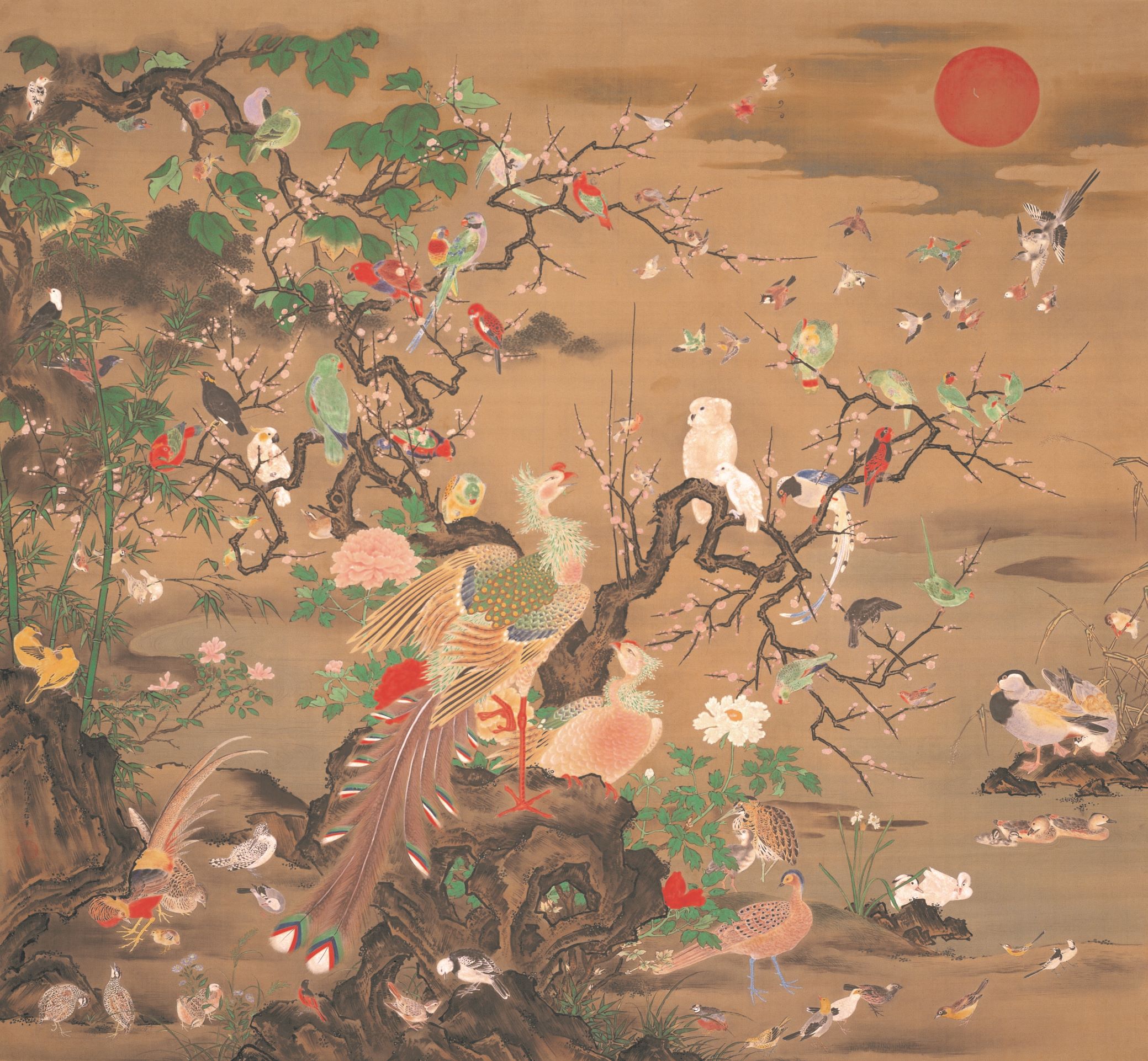 画像:狩野栄信「百鳥図」※後期(10/10-10/28)展示